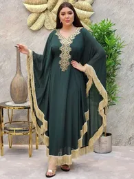 Roupas étnicas Restas árabes muçulmanas abaya vestido de mulher do Oriente Médio Batwing slve borla