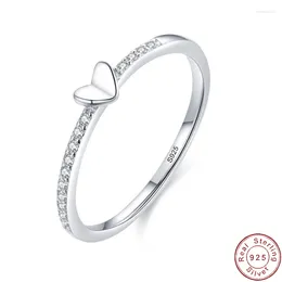 Cluster Ringe Jialy Sprudel European Heart CZ 925 Sterling Silber einfache Ring für Frauen Geburtstagsfeier Hochzeit Geschenkschmuck Schmuck