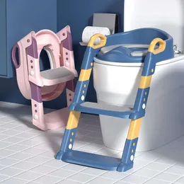 幼児折りたたみトイレトレーニングシート小便器のバックレストは、赤ちゃんの幼児用L2405のための調整可能なステップスツールラダーセーフトイレ椅子を備えています