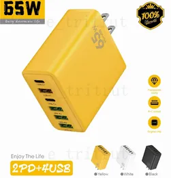 65W FASTRACTRACTER 6 POTTS 4 USB A 2 Type C PD Type-C Charging Charge Charge Quick QC3