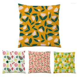 Capas de linho de poliéster de travesseiro 45x45 Casos decorativos de sofá macio Presente Ornamental Colorido Living Fruit Home E0564