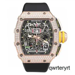 RM Mens Forist Watch RM11-03 Оригинальный бриллиантовый сеть хронограф 18K Rose Gold Diamond Set