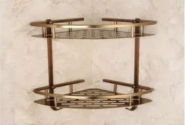 Banyo antika Bronz Raf İki Katmanlı Köşe Alüminyum Sepet Duş Caddy Saç Kurutucu Tutucu Etagere Salle de Bain Murale TIPI Y22802690