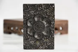 装飾的な置物中国香港文化黒い鉄の磁気met石彫刻 'ブッダ'ワイストバッジ/ペンダント手工芸品の家の装飾
