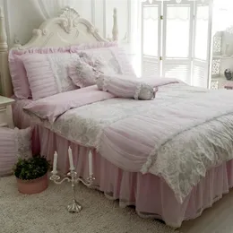 Bedding Sets Spring&autumn Cotton Peach Duvet Cover Set Princess Candy Girl Lace Europe Patchwork Room Home Textile FG176