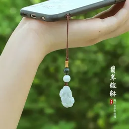 Kinesisk stil mobiltelefonkedja jade pixiu mobiltelefon hängande sladd löstagbar u disk hängande dekoration kreativa herrar och wo