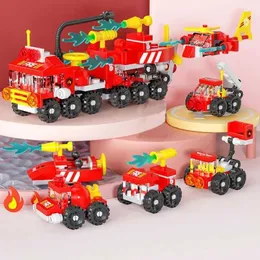 Bloco 6 em 1 Bloco de construção Urban Fire Engineering Vehicle Truck Mini Brinquedado Bloco de Bloco de Avião de Avião Modelo Policial Especial WX WX