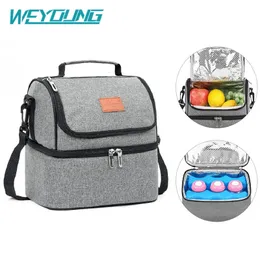 Multifunction Double Giler Luncher Box portátil Alimento Oxford Fabric Sagm Saco para Trabalho Sacos de Piquenique de Viagem 240430