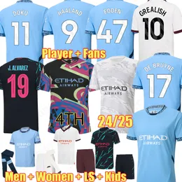 2024 tarcza Nowy Rok de Bruyne Haaland Doku 4th Blue Moon Soccer koszulki Foden Grealish Gvardiol Mans Cities Football Shirt 24 25 Tic Nam Man Zestawy City Sprzęt dla dzieci