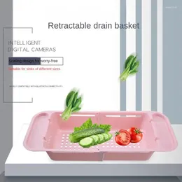 Kitchen Storage Drain Basket Plastic Durable Non-toxic Adjustable Rinse And Tools Rack Rectangle Odorless High Purity