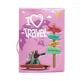 Titulares de cartões 3D Passport Cover Bag Porte Carte Simple 14 9.6cm Adoro viajar para o PVC Holder Business