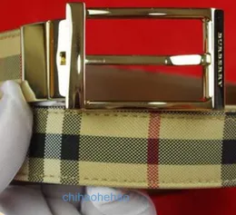 Designer Borbaroy Belt Fildle Fivele Genuine Seath Mens Cinente marrom xadrez de dupla face 39354951