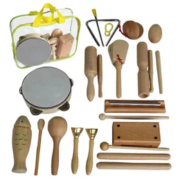 Set di strumenti a percussione di tronco set giocattolo giocattolo a sabbia a sabbia tamburo doppio suono audio per la musica per bambini per bambini in età prescolare 240515