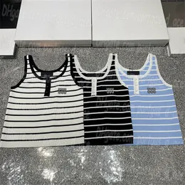 Marka Örme Yelek İşlemeli Tank Tops Kadınlar Mektup Singlets Tasarımcı Yaz Sumpers Stripe Moda Moda Günlük Spor Düğümleri Tees