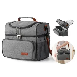 DOUBLICHE CAPACALE Doppelschicht -Isolierung Bento Lunchbag Tragbares Picknickkühler ICE Pack wasserdichte Lebensmittel Thermische Lunchbox -Taschen 240430