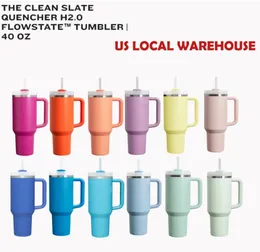 Ship within 12H Tumblers Watermelon Moonshine H2.0 40Oz Cups With Silicone Handle Lid And Straw Travel Car Mugs Keep Drinking Cold Water Bottles 0516