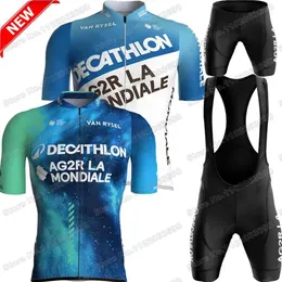 2024 AG2R Cycling Jersey Set Summer France Pro Team Cycling Ubrania Mężczyzn koszulki rowerowe szorty rowerowe