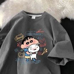 Heißer Verkauf Crayon Xiaoxin Cartoon gedruckt kurzärmelig T-Shirt Womens Lose großer Frauen Instagram Trendy Top O0ny