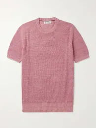 Designer Herren T-Shirts Casual Tees Sommer Brunello Männer gerippte Leinen und Baumwollblende T-Shirt Cuccinelli