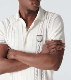 24SS 디자이너 남성 폴로 셔츠 100%면 의류 여름 브루넬로 남자 셔츠 케이블-니트면 폴로 스웨터 cuccinelli