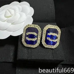 Luxury Stud örhängen blå juvelörhängen designer smycken märke kvinnor kristall strass örhänge för kvinnor bröllop smycken