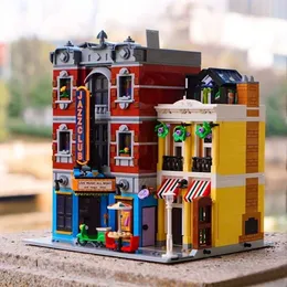 Andra leksaker Jazz Club Professional Pizza Shop Model Modular House MOC Building Block Street View Compatible 10312 DIY Kit for Adult Toy Gifts S245163 S245163