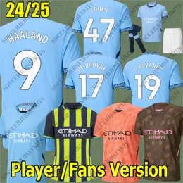 Mann Citys 24 25 Haaland Fußball -Trikotjahr Dragon Grealish Gvardiol Mans Städte Alvarez -Spieler Frauen Faden Fußballhemd Mancheste RS City Kids Kit Maillot City City