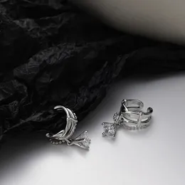 MLKENLY ORIGINAL DESIGN S925 Sterling Silver Oregelbunden ihålig kedja öronklipp Kvinnlig icke-ombyggd inlagd Zirkonörklippsmycken 240516