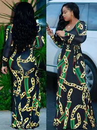 Abiti etnici abiti africani Donne Dashiki Dashiki Long-Slve Digital Maxi Abites Trend Elastic Robe Africaine Vetement Femme Traje Africano T240515