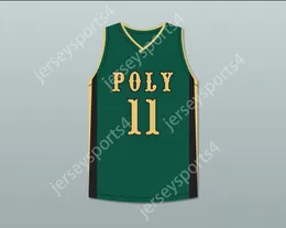 Custom Nay Youth/Kids Peyton Watson 11 Long Beach Polytechnic High School Jackrabbits Green Basketball Jersey 2 스티치 S-6XL