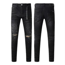 Amijeans Designer Jeans Herren Womens Hosen Marke Jeans Sommer Hole High Street Lila Retro Retro Straight Jeans Jeans Denim gewaschene Jeans lang 28-40