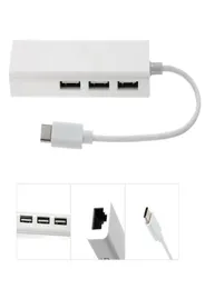 Высокоскоростные разъемы USB Hub Type C To Ethernet Adapters 3 Ports RJ45 10100 Мбит / с сетевой карты LAN Adapter USBC для MacBook4149119