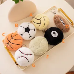 10 cm simuliertes Plüschspielzeug Anhänger Keychain Fun Ball Plüsch Anhänger Volleyball Fußball Rugby Baseball Tennis Billard Basketball