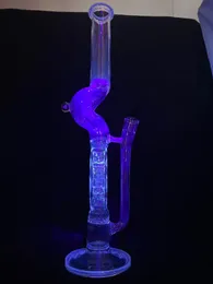 Bent neck swiss perc 18 inches 18mm joint accents colored with secret white and uv blue add opal custom new design