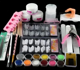 22 in 1 Manicure DIY Basic Starter Kit color glitter Acrylic Powder Brush Pen for Practice 3D false Nail Art Full Set5792814