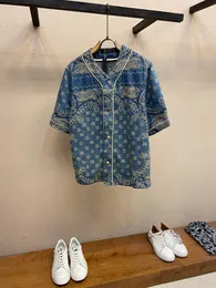 Am herrskjortor sommar mode amiriris cashew blommor blå denim skjortor lyx varumärke manliga överdimensionerade jackor streetwear casual amiriris skjortor för män storlek s-l