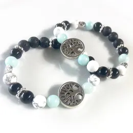 MG2164 8 mm Amazonite Siyah Turmalin Lav Rhodonit Taş Karşı Bilezik Make Kravat Ağacı Yaşam Stres Kazanım Bilek Yoga Mala