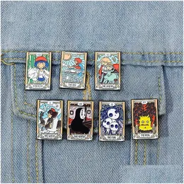 Sonstige Modezubehör Tarot Emaille Pins benutzerdefinierte Noface-Man Calcifer San Howl Kiki Ponyo Broschen Revers Müll Cartoon Schmuckgeschenk OT4FK