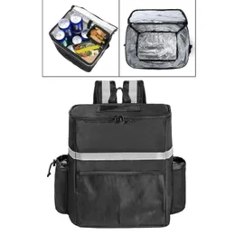 Отражающий теплоизолированный рюкзак для доставки пищи с боковыми чашками.