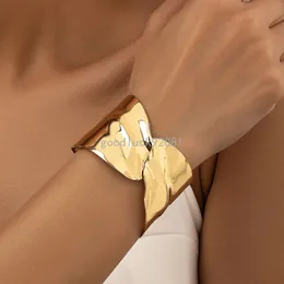 Foglie punk vintage larghi braccialetti per donne per donne feste in oro oro color braccialetti metallici Accessori gioielli