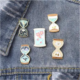 Pins, Brooches Sand Glass Cute Enamel Pin For Women Fashion Dress Coat Shirt Demin Metal Funny Brooch Pins Badges Promotion Gift Drop Dhmsu