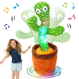 Dancing Cactus 120 Song Högtalare Talking USB Battery Voice Repeat Plush Cactu Dancer Toy Talk Plushie fyllda leksaker för barn gåva 240515