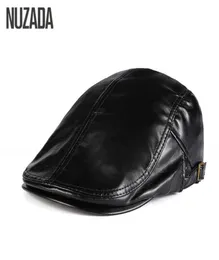 Nuzada Inverno Autumn Autumn Artificial PU CHATS CHATOS UNISSISEX Homens Mulheres Viseira plana Caps Boina 5 cores sólidas podem ser ajustáveis CAP252R4479497