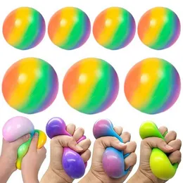 Dekompression Spielzeug Regenbogenball Dekompression Spielzeug Buntes Ballon Erwachsener und Kinder 3D Elastic Ball Sensor Spielzeug Squeez Spielzeug Geschenk B240515
