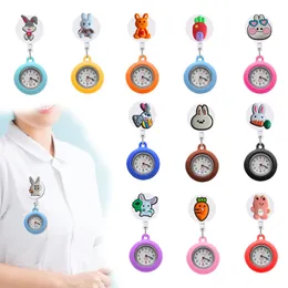 Womens Watches Rabbit Clip Pocket On Quartz Watch With Second Hand Nurse Glow Pointer In The Dark Brooch Watche For Sile Case Drop Del Otqlc