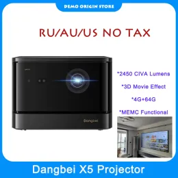 Dangbei x5 1080p Długie rzut laserowy projektor 2450cvia Lumeans WiFi 6 Memc Funkcjonalny teatr domowy ALPD