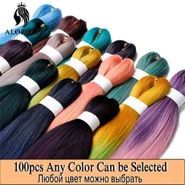 100pcs Braiding Hair Wholesale Yaki Straight Crochet Synthetic Jumbo Braids Low/High Temperature Fiber Alororo 240506