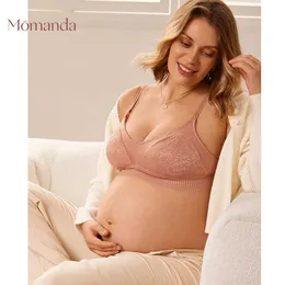 Mutterschaft Intimates Momanda Spitzenstill-Pflege BH für schwangere Frauen leichte gepolsterte drahtlose Doppelgurtunterwäsche S-XL D240517 geeignet