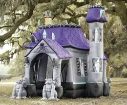 Partihandel 6m 20ft uppblåsbar Halloween Arch Air Blown Demon Castle Purple Ghost Tunnel Haunted House for Party and Mall Halloween dekoration