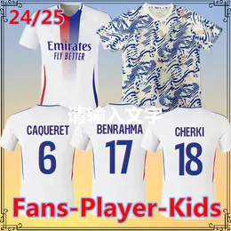 24 25 Maillot de Foot Dembele Soccer Maglie Lyonnais Caqueret ol Aouar Barcola Castello Jr Fan Player Shirts Shirts Man Kits KitS 2024 2025 Traore Sarr 888